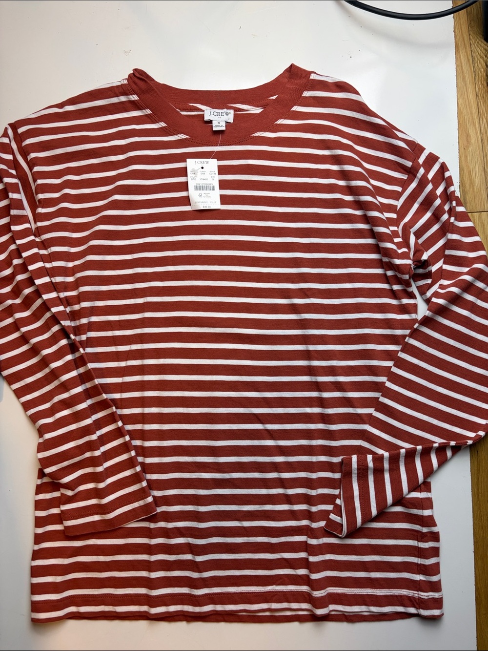 J. Crew‎ cl136 Long-sleeve striped tee sz S